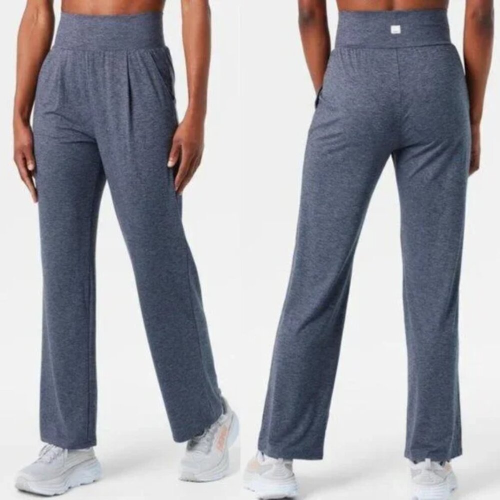 Vuori Lux At Ease Straight Leg Pants Women's Large Blue Heather VW4068 Athletic